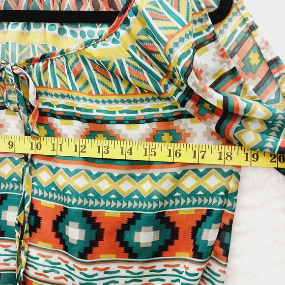 Blouse Size S Aztec Tribal Southwest Lightweight Boho Festival Boho Whimsycore - Picture 10 of 16